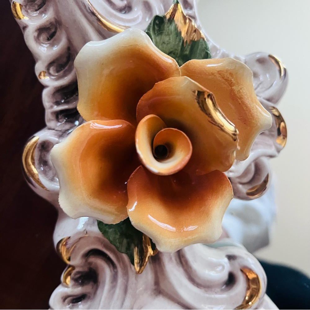 Vintage Hand‑Sculpted Italian Capodimonte Ceramic Mirror & Shelf Set